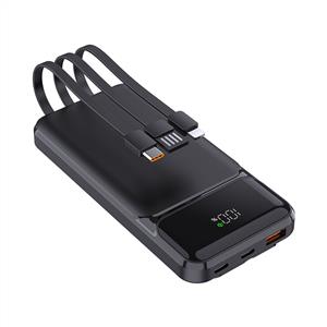 PowerBoost NIGHT 135B 10000mAh 22.5W Dahili Kablo LCD GizliLED Powerbank - Siyah