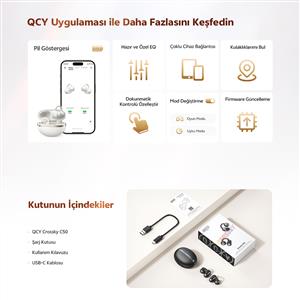 Qcy C50 Crossky ANC BT Küpe Kulaklık - Siyah