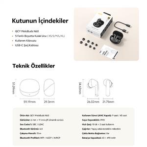 Qcy MeloBuds N60 ANC Bluetooth Kulaklık - Siyah