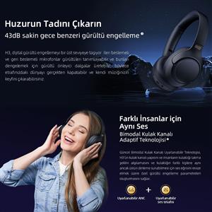 Qcy H3 Hybrid ANC Hi-Res Bluetooth Kulaküstü Kablosuz Kulaklık - Mavi