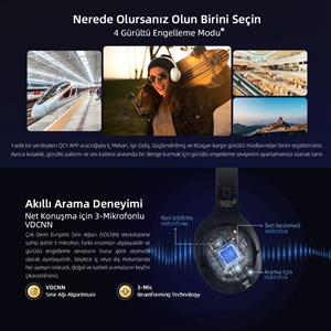 Qcy H3 Hybrid ANC Hi-Res Bluetooth Kulaküstü Kablosuz Kulaklık - Mavi