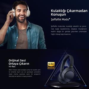 Qcy H3 Hybrid ANC Hi-Res Bluetooth Kulaküstü Kablosuz Kulaklık - Mavi
