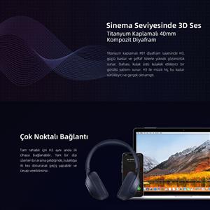Qcy H3 Hybrid ANC Hi-Res Bluetooth Kulaküstü Kablosuz Kulaklık - Mavi