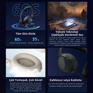 Qcy H3 Hybrid ANC Hi-Res Bluetooth Kulaküstü Kablosuz Kulaklık - Mavi