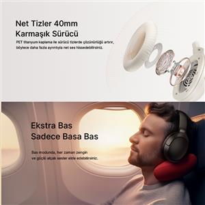 Qcy H2 Pro Aux Bluetooth HiFi ENC Kulaküstü Kablosuz Kulaklık - Siyah