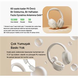 Qcy H2 Pro Aux Bluetooth HiFi ENC Kulaküstü Kablosuz Kulaklık - Beyaz