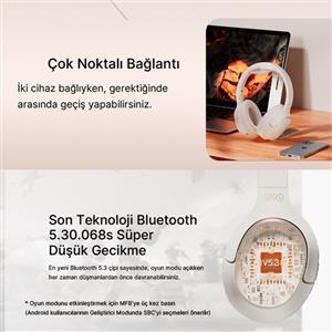 Qcy H2 Pro Aux Bluetooth HiFi ENC Kulaküstü Kablosuz Kulaklık - Beyaz