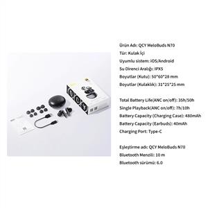 Qcy Melobuds N70 Bluetooth Kulaklık - Gri