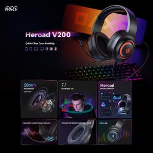 Qcy HeroaD V200 RGB 7.1 Kablolu Gaming Oyuncu Kulaklığı - Siyah