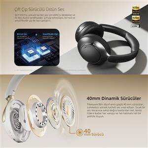 Qcy H3 Pro Hybrid Anc Hi-Res Bluetooth Kulaküstü Kablosuz Kulaklık - Siyah