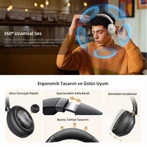 Qcy H3 Pro Hybrid Anc Hi-Res Bluetooth Kulaküstü Kablosuz Kulaklık - Beyaz
