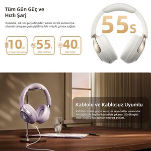 Qcy H3 Pro Hybrid Anc Hi-Res Bluetooth Kulaküstü Kablosuz Kulaklık - Siyah