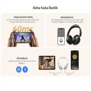 Qcy H3 Pro Hybrid Anc Hi-Res Bluetooth Kulaküstü Kablosuz Kulaklık - Siyah