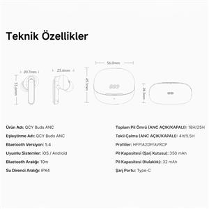 Qcy Buds ANC HT15 ENC Bluetooth Kulaklık- Siyah