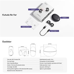 Qcy C30 Crossky ENC Bluetooth IPX5 Kablosuz Spor Kulaklık - Siyah