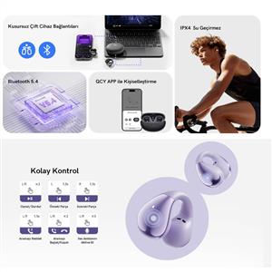 Qcy C30 Crossky ENC Bluetooth IPX5 Kablosuz Spor Kulaklık - Siyah