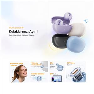 Qcy C10 Crossky Küpe Kablosuz Kulaklık - Mavi
