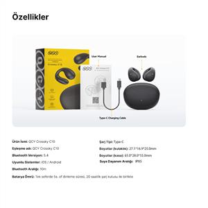 Qcy C10 Crossky Küpe Kablosuz Kulaklık - Mavi