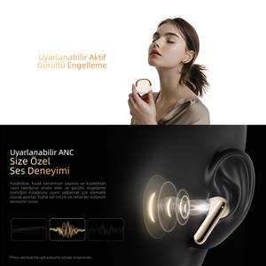 Qcy HT08 MeloBuds Pro Hi-Res LDAC Adaptif ANC Bluetooth Kablosuz Kulaklık - Beyaz