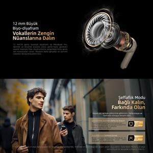 Qcy HT08 MeloBuds Pro Hi-Res LDAC Adaptif ANC Bluetooth Kablosuz Kulaklık - Altın