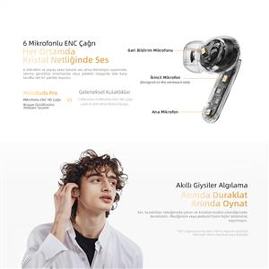 Qcy HT08 MeloBuds Pro Hi-Res LDAC Adaptif ANC Bluetooth Kablosuz Kulaklık - Siyah