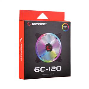 RAMPAGE 6C-120 1x120mm DOUBLE RING 6 RENK LEDLİ FAN