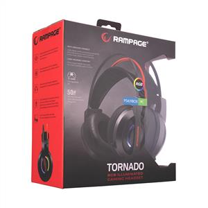 RAMPAGE RM-X7 TORNADO RGB LEDLİ GAMİNG OYUNCU MİKROFONLU KULAKLIK- SİYAH