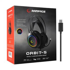 RAMPAGE RM-K45 ORBIT- S RGB LED 7.1 GAMİNG MİKROFONLU OYUNCU KULAKLIĞI- SİYAH