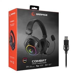 RAMPAGE RX7 COMBAT RGB LED 7.1 GAMİNG MİKROFONLU OYUNCU KULAKLIĞI -SİYAH