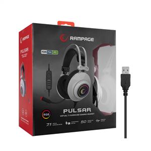 RAMPAGE RM-K1 PULSAR USB 7.1 SURROUND RGB IŞIK EFEKTLİ GAMİNG KULAKLIK - BEYAZ