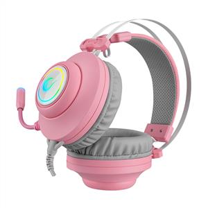RAMPAGE RM-K1 PULSAR USB 7.1 SURROUND RGB IŞIK EFEKTLİ GAMİNG KULAKLIK - PEMBE
