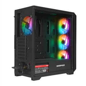 RAMPAGE SPEAR 4x120mm RGB FANLI 750W 80PLUS BRONZE MidT ATX GAMING SİYAH KASA