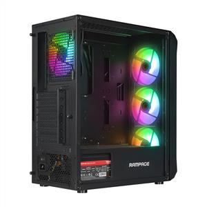 RAMPAGE COMPACT 4x120mm RGB FANLI 750W 80PLUS BRONZE MidT ATX GAMING KASA