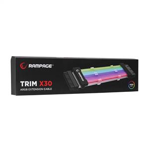 Rampage TRIM X30 Şeffaf PVC Bakır 18AWG ARGB Power Supply 24Pin Uzatıcı Kablo