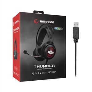 Rampage RM-K29 THUNDER Siyah 3,5mm + USB Bağlantı Mikrofonlu Oyuncu Kulaklığı