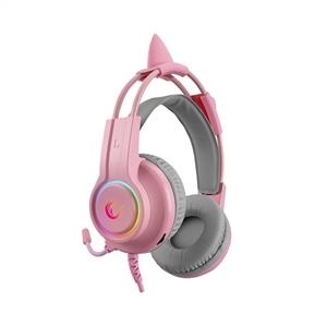 Rampage RM-K91 X-CATTY Pembe USB 7.1 Version RGB Gaming Oyuncu Mikrofonlu Kulaklık