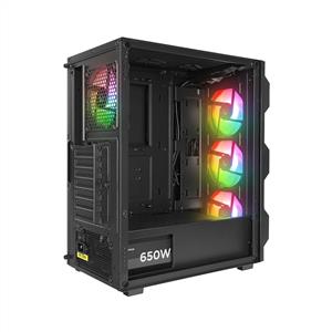 RAMPAGE WOON MESH SİYAH 4x120mm FANLI 650W 80PLUS BRONZE ARGB MidT ATX GAMING KASA