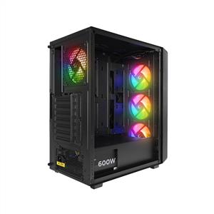 RAMPAGE ARMOR V2 4x120mm RGB FANLI 600W 80PLUS BRONZE MidT ATX GAMING KASA