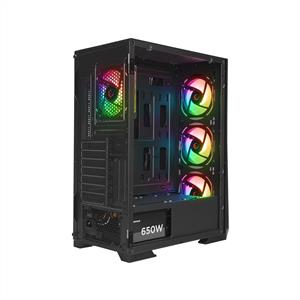 RAMPAGE GLARE MESH SİYAH 4x120mm ARGB Fanlı 650W 80PLUS MidT ATX GAMING KASA