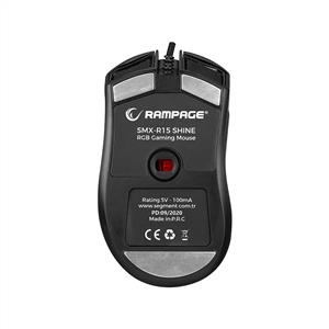 RAMPAGE SMX-R15 SHINE 10000 DPI RGB KABLOLU GAMING MOUSE-SİYAH/GRİ