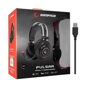RAMPAGE RM-K1 PULSAR USB 7.1 SURROUND RGB IŞIK EFEKTLİ OYUNCU KULAKLIK - SİYAH