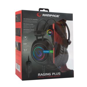RAMPAGE RAGING PLUS SİYAH USB 7.1 RGB LEDLİ GAMİNG OYUNCU MİKROFONLU KULAKLIK