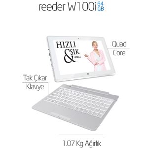 REEDER W100İ INTEL ATOM Z3735D 1.83GHZ-2GB-64GB DİSK-10.1''-CAM-BT-WİN. 8.1