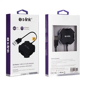 S-LİNK SW-U212 SWAPP USB 2.0 4 PORT HUB KABLOLU ÇEVİRİCİ ADAPTÖR - SİYAH Çoğaltıcı