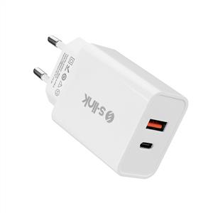 S-LİNK SL-EC60 20W PD 3.0 HIZLI ŞARJ TYPE C + USB A HIZLI BEYAZ EV ŞARJ ADAPTÖR