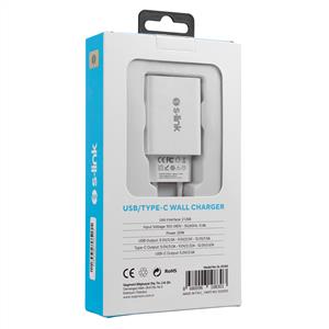 S-LİNK SL-EC60 20W PD 3.0 HIZLI ŞARJ TYPE C + USB A HIZLI BEYAZ EV ŞARJ ADAPTÖR