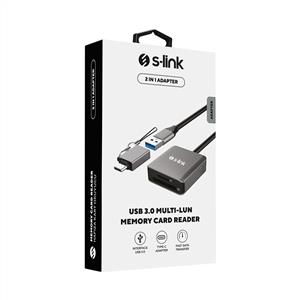 S-LİNK SL-CR16 TYPE-C VE USB3.0 110M/S HIZLI 2 İN 1 METAL KART OKUYUCU