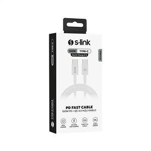 S-LINK SL-C124 100WATT PD 3.0 TYPE-C TO QUICK DATA VE ŞARJ KABLOSU -BEYAZ