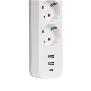 S-LINK SPG03TC 2 USB+1TYPEC 100%BAKIR 750JOULE 3LÜ ANAHTARLI AKIM KORUMALI PRİZ
