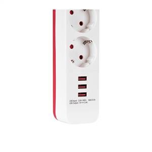 S-LİNK SPG403U 100% BAKIR 750JOULE 3 USB 4LÜ ANAHTARLI AKIM KORUMALI PRİZ - 1,5M